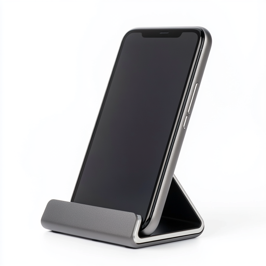 Kedon Adjustable Desktop Phone Stand - Foldable Aluminum Alloy Holder - Multi-Angle Crank Design for iPhone & Android - Non-Slip Base - Space Grey