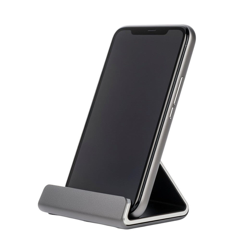 Kedon Adjustable Desktop Phone Stand - Foldable Aluminum Alloy Holder - Multi-Angle Crank Design for iPhone & Android - Non-Slip Base - Space Grey